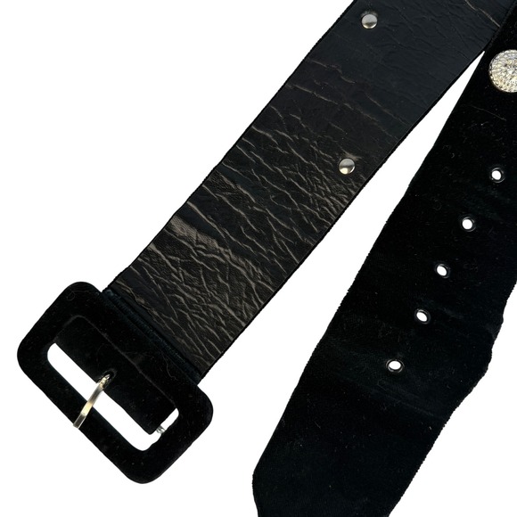 Vintage The Limited Rhinestone Belt Velvet Womens Size Large Hollywood Glam - Picture 12 of 14